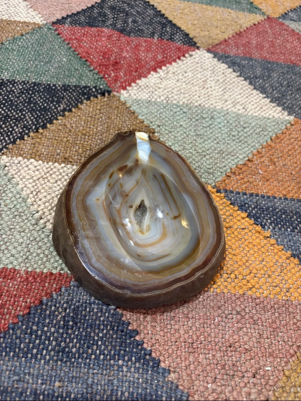 Natural Brown Agate Quartz Geode Display Trinket Dish